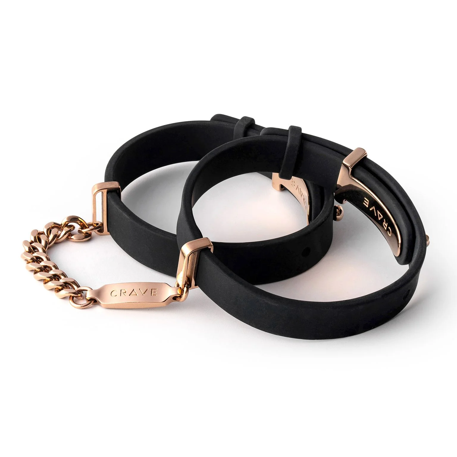 Crave - ID Cuffs - Zwart & Roségoud Crave - ID Cuffs - Zwart & Roségoud
