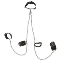 Bondage harnas met halsband en boeien
