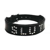 Lederen halsband met 'slut' studs design