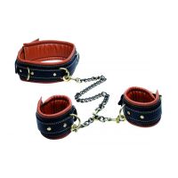 Coax leren halsband + boeien - zwart/cognac