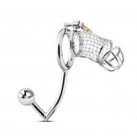 Metalen kuisheidskooi met buttplug